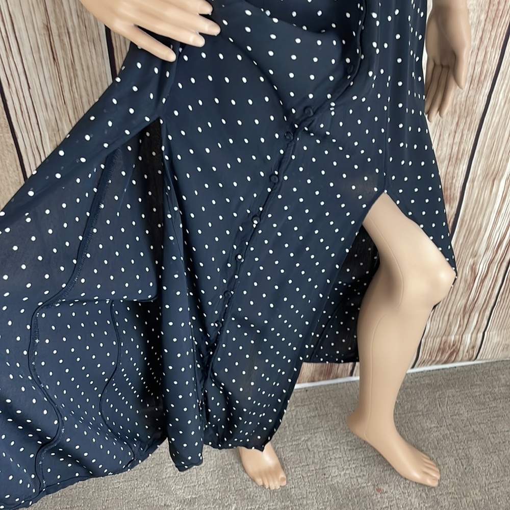 Miss Selfridge Black Dress w/White Polka Dots - Size 10 - Picture 7 of 7